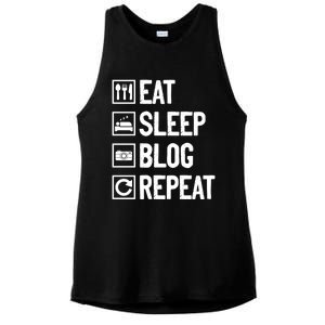 Eat Sleep Blog Repeat Vlogging Blogging Traveler Blogger Gift Ladies PosiCharge Tri-Blend Wicking Tank