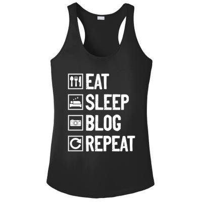 Eat Sleep Blog Repeat Vlogging Blogging Traveler Blogger Gift Ladies PosiCharge Competitor Racerback Tank