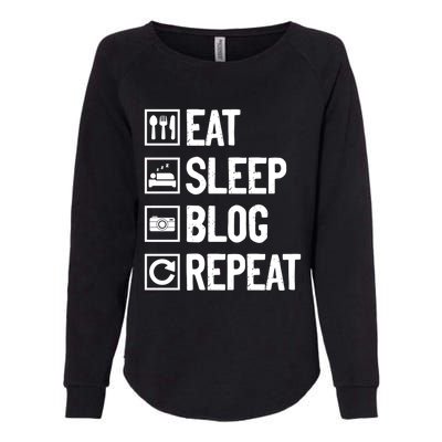 Eat Sleep Blog Repeat Vlogging Blogging Traveler Blogger Gift Womens California Wash Sweatshirt