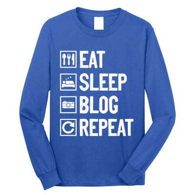 Eat Sleep Blog Repeat Vlogging Blogging Traveler Blogger Gift Long Sleeve Shirt