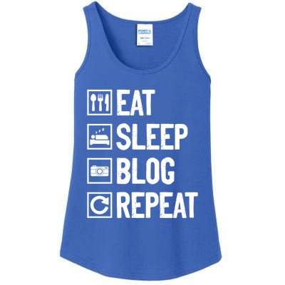 Eat Sleep Blog Repeat Vlogging Blogging Traveler Blogger Gift Ladies Essential Tank