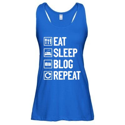 Eat Sleep Blog Repeat Vlogging Blogging Traveler Blogger Gift Ladies Essential Flowy Tank