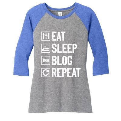 Eat Sleep Blog Repeat Vlogging Blogging Traveler Blogger Gift Women's Tri-Blend 3/4-Sleeve Raglan Shirt