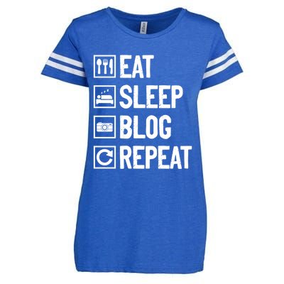 Eat Sleep Blog Repeat Vlogging Blogging Traveler Blogger Gift Enza Ladies Jersey Football T-Shirt