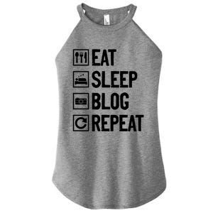 Eat Sleep Blog Repeat Vlogging Blogging Traveler Blogger Gift Women's Perfect Tri Rocker Tank