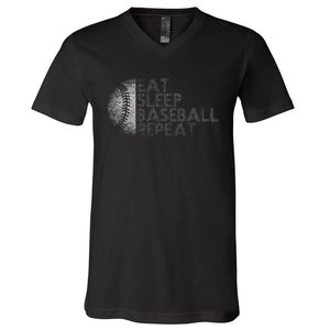 Eat Sleep Baseball Repeat Baseball Player V-Neck T-Shirt