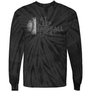 Eat Sleep Baseball Repeat Baseball Player Tie-Dye Long Sleeve Shirt