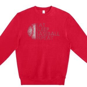 Eat Sleep Baseball Repeat Baseball Player Premium Crewneck Sweatshirt