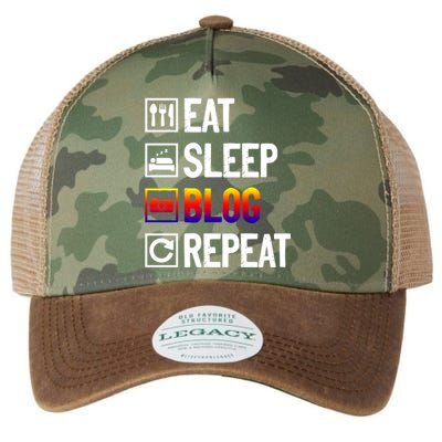 Eat Sleep Blog Repeat Vlogging Blogging Traveler Blogger Meaningful Gift Legacy Tie Dye Trucker Hat