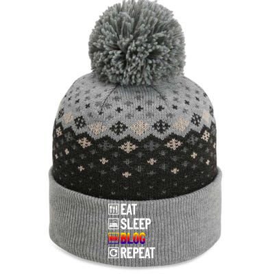 Eat Sleep Blog Repeat Vlogging Blogging Traveler Blogger Meaningful Gift The Baniff Cuffed Pom Beanie