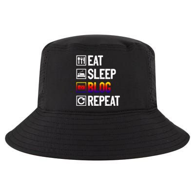 Eat Sleep Blog Repeat Vlogging Blogging Traveler Blogger Meaningful Gift Cool Comfort Performance Bucket Hat