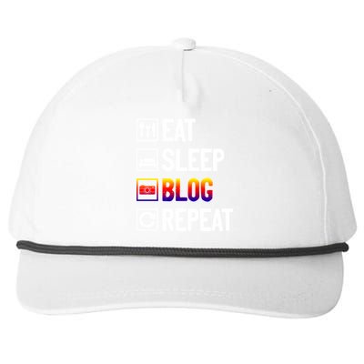 Eat Sleep Blog Repeat Vlogging Blogging Traveler Blogger Meaningful Gift Snapback Five-Panel Rope Hat