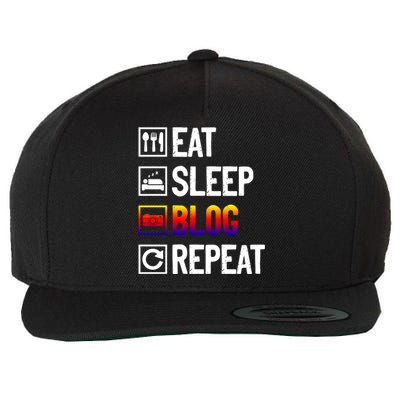 Eat Sleep Blog Repeat Vlogging Blogging Traveler Blogger Meaningful Gift Wool Snapback Cap