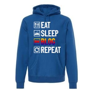 Eat Sleep Blog Repeat Vlogging Blogging Traveler Blogger Meaningful Gift Premium Hoodie