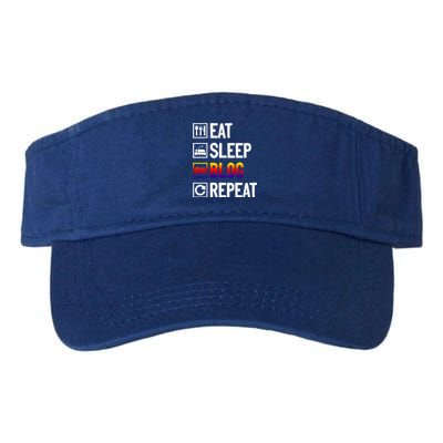 Eat Sleep Blog Repeat Vlogging Blogging Traveler Blogger Meaningful Gift Valucap Bio-Washed Visor