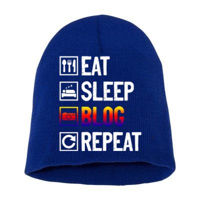 Eat Sleep Blog Repeat Vlogging Blogging Traveler Blogger Meaningful Gift Short Acrylic Beanie