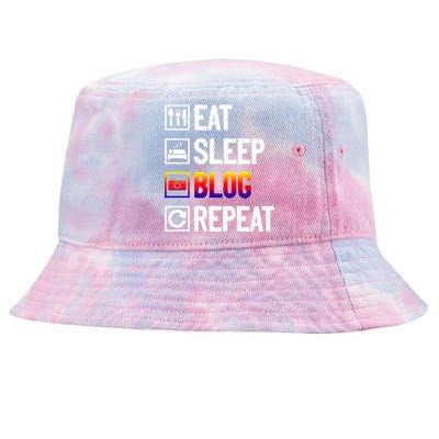 Eat Sleep Blog Repeat Vlogging Blogging Traveler Blogger Meaningful Gift Tie-Dyed Bucket Hat