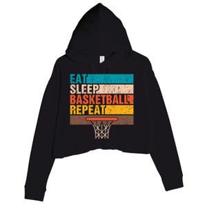 Eat. Sleep. Basketball. Repeat. Basketball Youths Bball Crop Fleece Hoodie