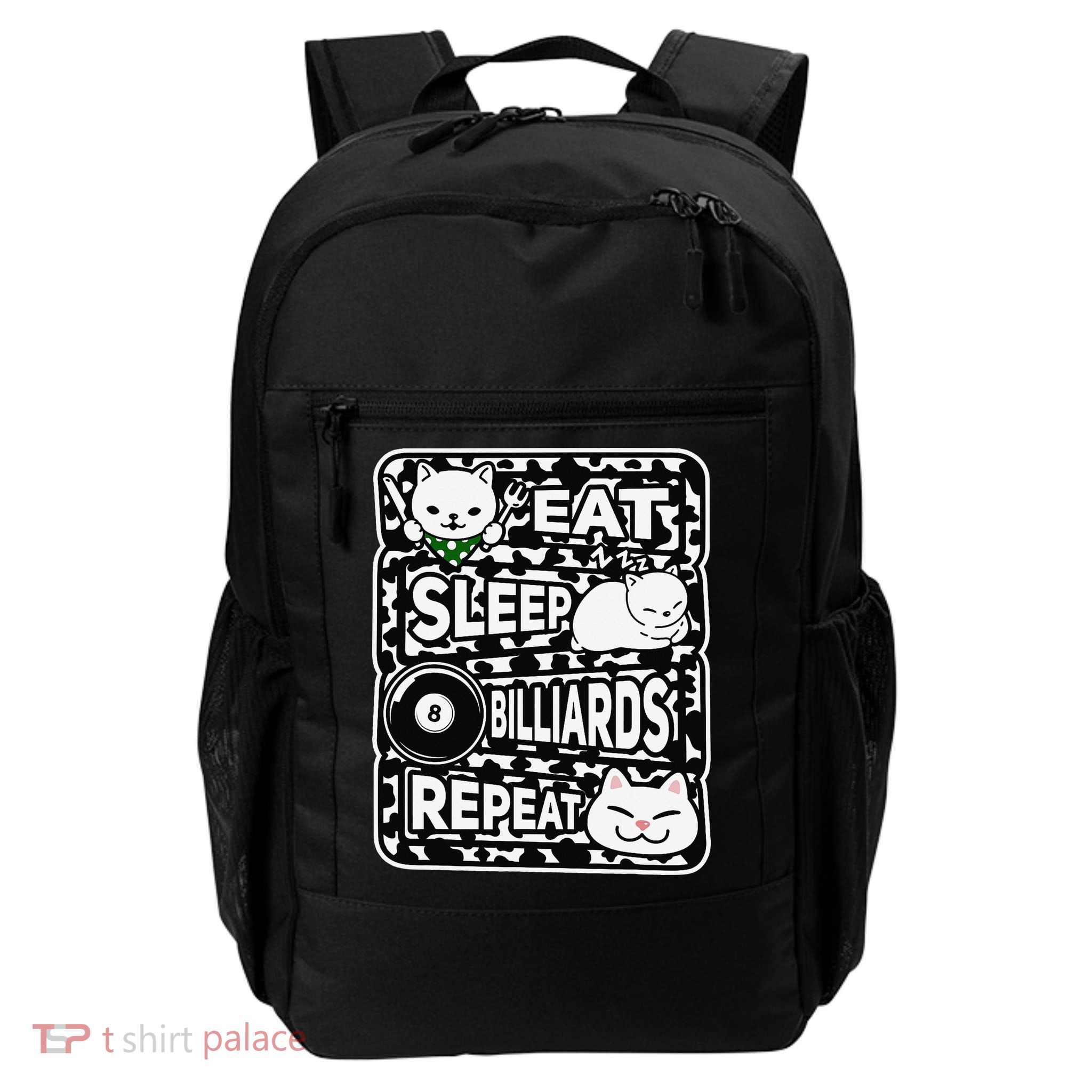 Eat Sleep Billiards Repeat Billiards Lover Outfit Daily Commute Backpack
