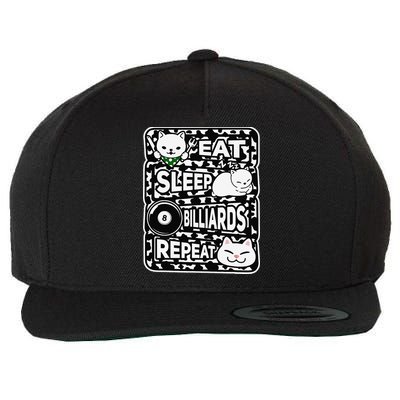 Eat Sleep Billiards Repeat Billiards Lover Outfit Wool Snapback Cap