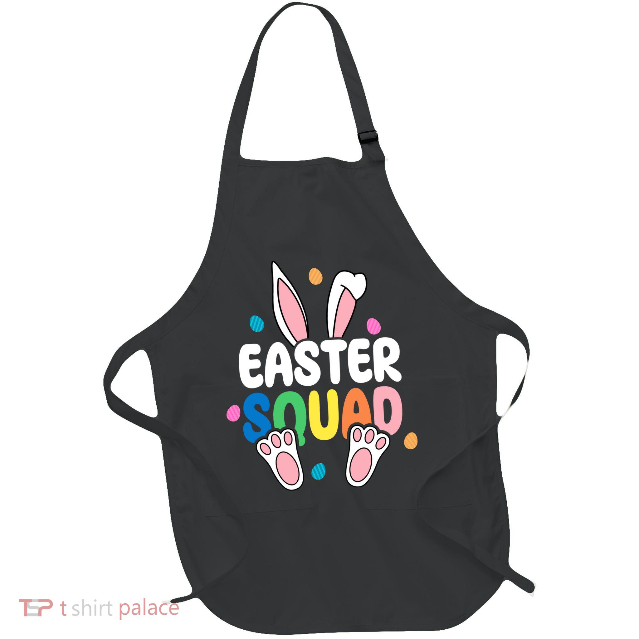 Easter Squad Bunny Holiday Colorful Full-Length Apron With Pockets