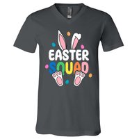 Easter Squad Bunny Holiday Colorful V-Neck T-Shirt