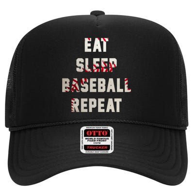 Eat Sleep Baseball Repeat Hoodie Baseball Player Fan Gifts High Crown Mesh Back Trucker Hat