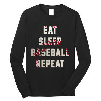 Eat Sleep Baseball Repeat Hoodie Baseball Player Fan Gifts Long Sleeve Shirt