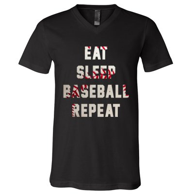 Eat Sleep Baseball Repeat Hoodie Baseball Player Fan Gifts V-Neck T-Shirt