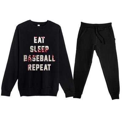 Eat Sleep Baseball Repeat Hoodie Baseball Player Fan Gifts Premium Crewneck Sweatsuit Set