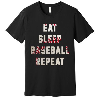 Eat Sleep Baseball Repeat Hoodie Baseball Player Fan Gifts Premium T-Shirt