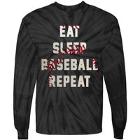 Eat Sleep Baseball Repeat Hoodie Baseball Player Fan Gifts Tie-Dye Long Sleeve Shirt