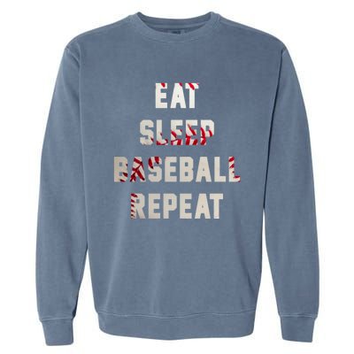 Eat Sleep Baseball Repeat Hoodie Baseball Player Fan Gifts Garment-Dyed Sweatshirt