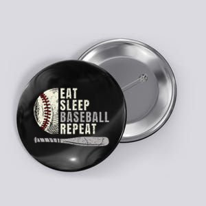 Eat Sleep Baseball Repeat Funny Baseball Player Button