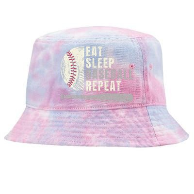 Eat Sleep Baseball Repeat Funny Baseball Player Tie-Dyed Bucket Hat