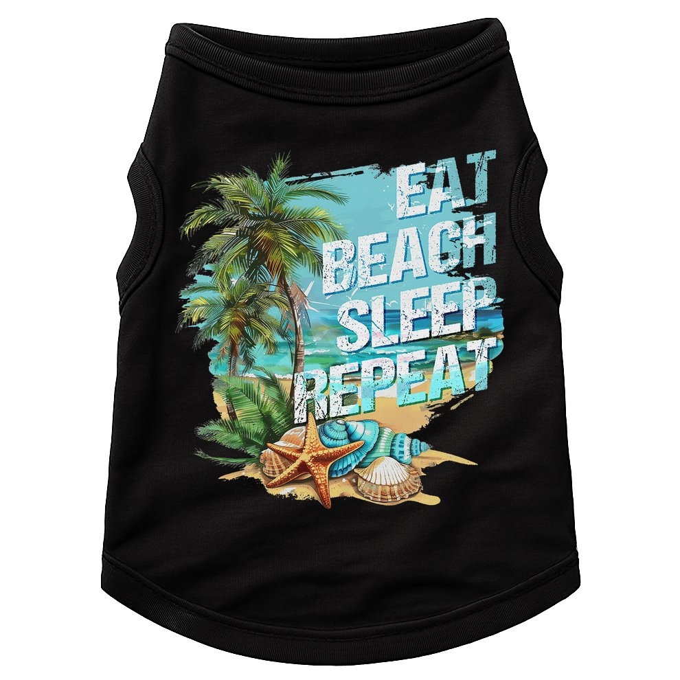 Eat Sleep Beach Repeat Summer Vacation Tropical Beach Design Doggie Tank