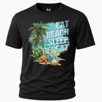 Eat Sleep Beach Repeat Summer Vacation Tropical Beach Design Cooling Performance Crew T-Shirt