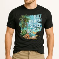 Eat Sleep Beach Repeat Summer Vacation Tropical Beach Design Cooling Performance Crew T-Shirt