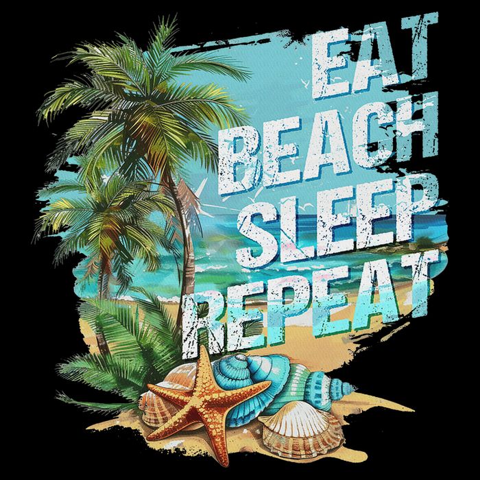 Eat Sleep Beach Repeat Summer Vacation Tropical Beach Design Cooling Performance Crew T-Shirt