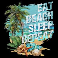 Eat Sleep Beach Repeat Summer Vacation Tropical Beach Design Tall T-Shirt