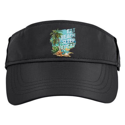 Eat Sleep Beach Repeat Summer Vacation Tropical Beach Design Adult Drive Performance Visor