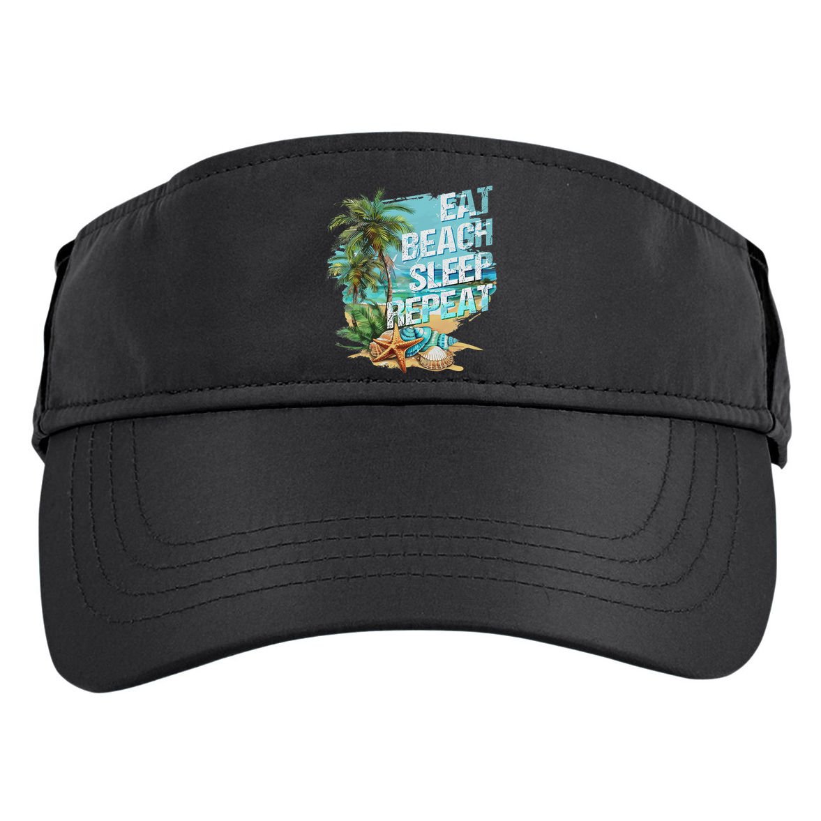 Eat Sleep Beach Repeat Summer Vacation Tropical Beach Design Adult Drive Performance Visor