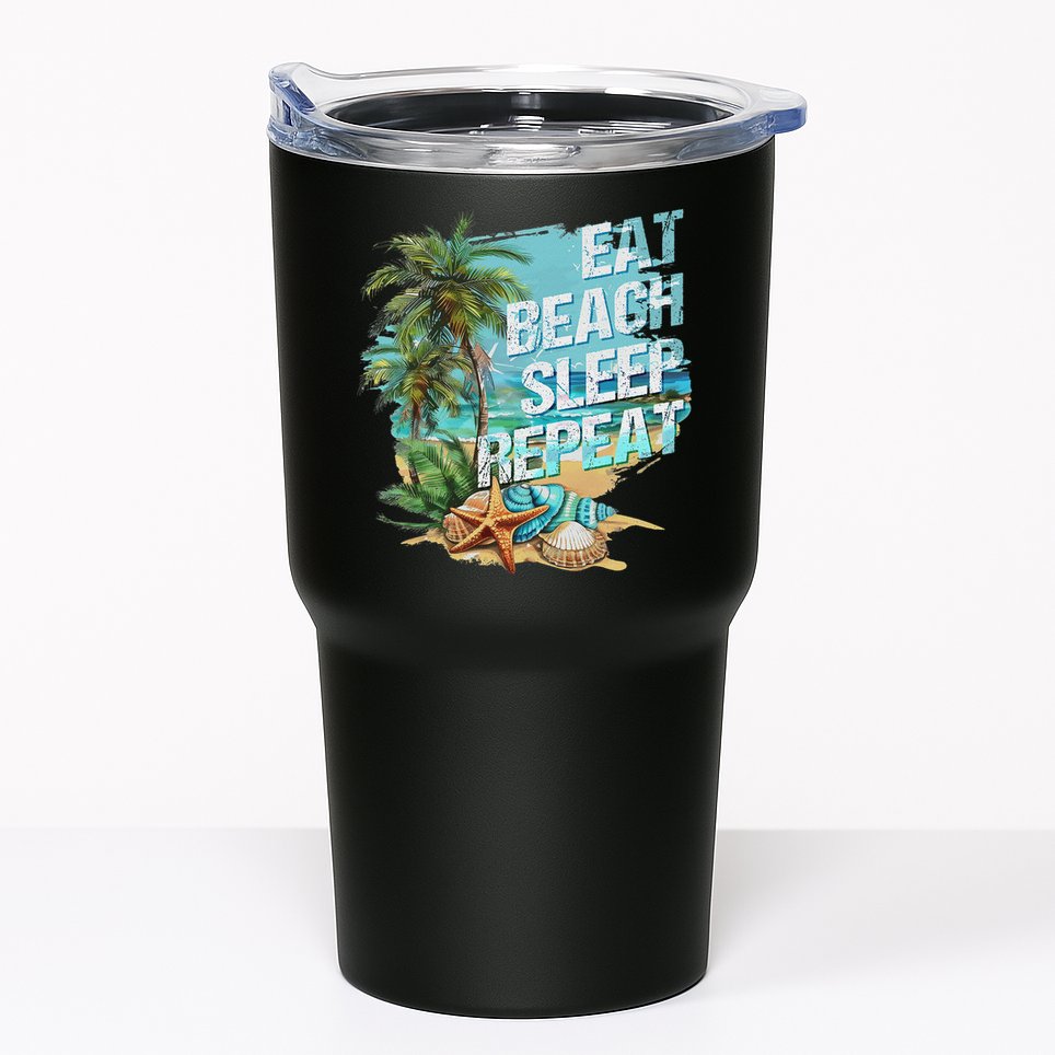 Eat Sleep Beach Repeat Summer Vacation Tropical Beach Design Tumbler