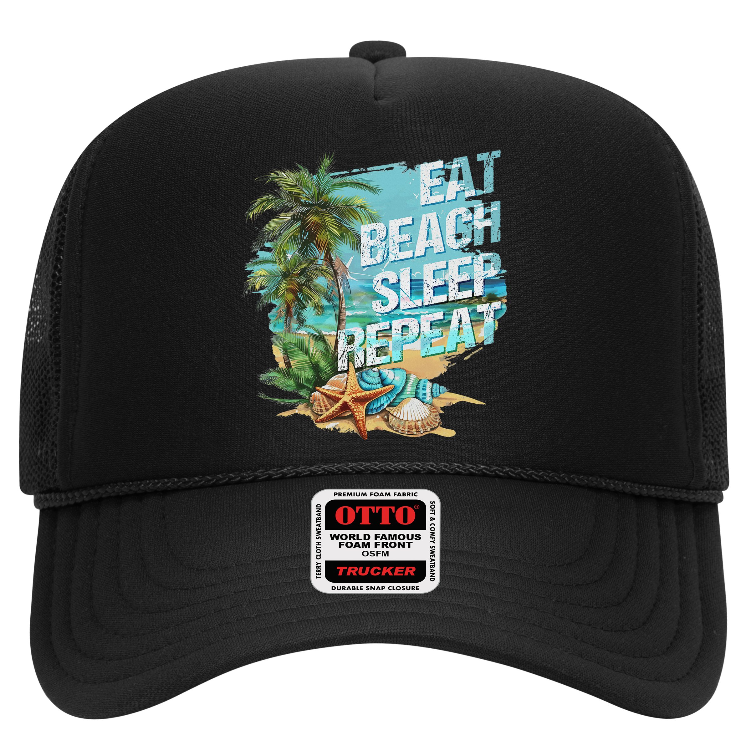 Eat Sleep Beach Repeat Summer Vacation Tropical Beach Design Hat