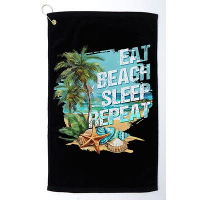 Eat Sleep Beach Repeat Summer Vacation Tropical Beach Design Golf Towel