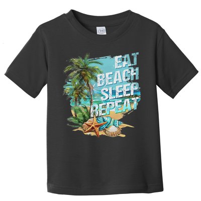 Eat Sleep Beach Repeat Summer Vacation Tropical Beach Design Toddler T-Shirt