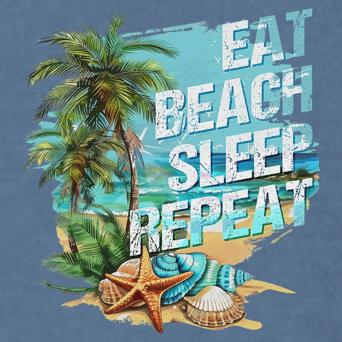 Eat Sleep Beach Repeat Summer Vacation Tropical Beach Design Garment-Dyed Sweatshirt
