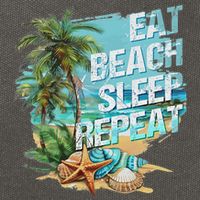 Eat Sleep Beach Repeat Summer Vacation Tropical Beach Design Cotton Canvas Backpack