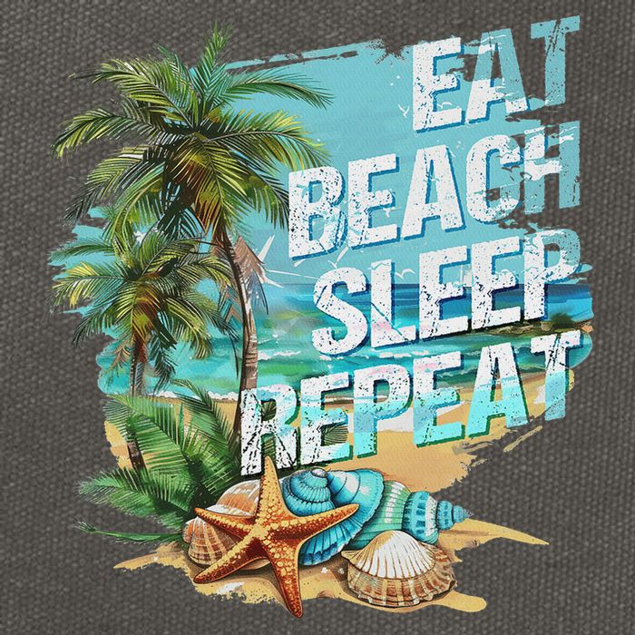 Eat Sleep Beach Repeat Summer Vacation Tropical Beach Design Cotton Canvas Backpack