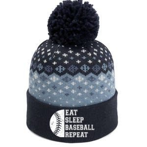 Eat Sleep Baseball Repeat Baseball Player Funny Baseball The Baniff Cuffed Pom Beanie